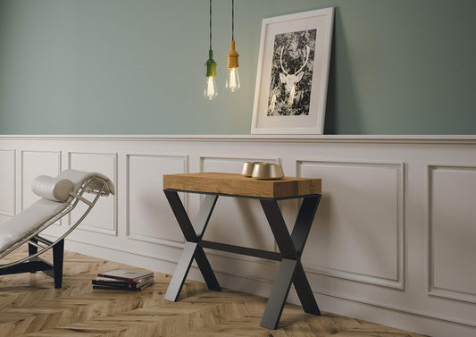 Dafne Italian Design Consolle allungabile Xenia Quercia Natura Telaio Antracite