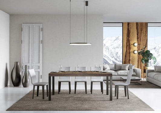 Dafne Italian Design Tavolo everyday allungabile piano Noce 90x180 allungato 284 telaio Antracite