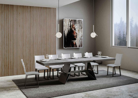 Dafne Italian Design Tavolo Baita Evolution allungabile piano Cemento 90x180 allungato 284 telaio Antracite