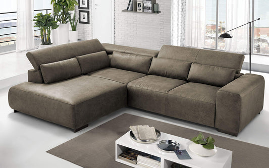 Dafne Italian Design Divano angolare 3 posti con penisola a Sinistra. Tessuto Fuego Savannah (cm. 309 x 225 x 70h)