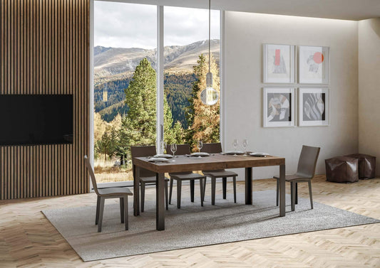 Dafne Italian Design Tavolo Linea Fix piano Noce 90x160 telaio Antracite