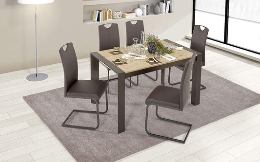 Dafne Italian Design Tavolo allungabile ghisa, Effetto Quercia Naturale (cm. 140 x 90 x 75h)