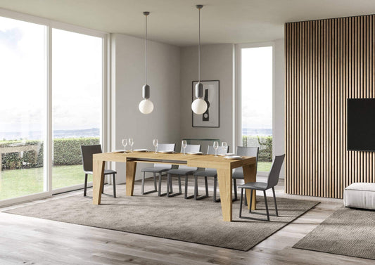 Dafne Italian Design Tavolo Naxy Allungabile Quercia Natura 90x130 allungato 234 telaio Antracite