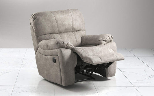 Dafne Italian Design Poltrona con Recliner Manuale. Similpelle Effetto Nabuk Light Grey (cm. 109 x 105 x 105h)