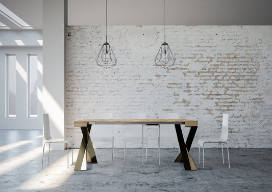 Dafne Italian Design Consolle allungabile Diago Small Quercia Natura Telaio Antracite