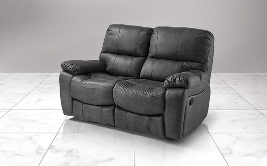 Dafne Italian Design Divano 2 posti con 2 Recliner manuali. Similpelle Grigio (cm. 169 x 105 x 105h)