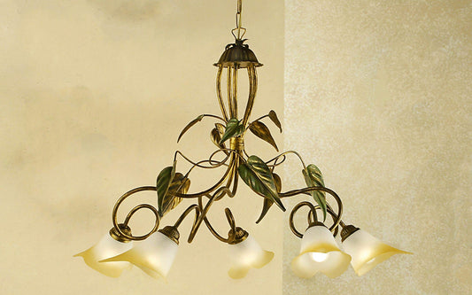 Dafne Italian Design Lampadario decorato con foglie