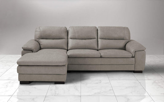 Dafne Italian Design Divano angolare 3 posti con penisola a Sinistra. Tessuto Manila Light Grey (cm. 275 x 158 x 94h)