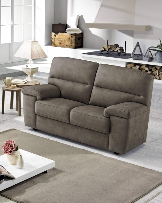 Dafne Italian Design Divano 2 posti. Similpelle Effetto Nabuk Elephant (cm. 155 x 93 x 99h)