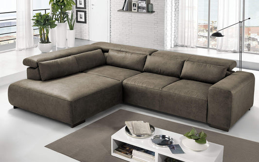 Dafne Italian Design Divano angolare 3 posti con penisola a Sinistra. Tessuto Fuego Savannah (cm. 309 x 225 x 70h)