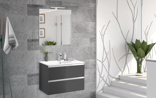 Dafne Italian Design Mobile da bagno Vichy colore ardeia lucido, sospeso, cm 61x46x189 (base, lavabo, specchio)