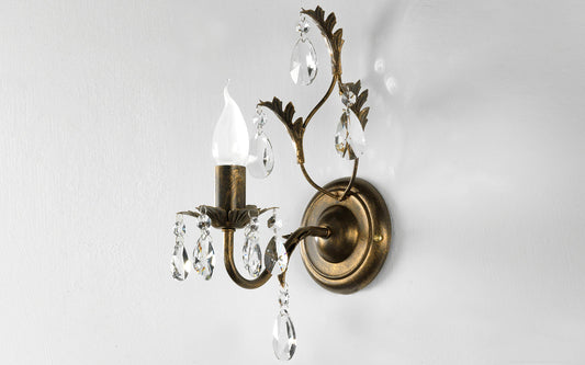 Dafnedesign.com - Applique ottone con cristalli- Dimensioni: cm. 13 x 22 x 30h - (DFL)