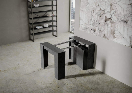 Itamoby Consolle allungabile Venus Antracite Spatolato con allunghe all'Interno L.90 P.48 H.77 allungabile a 296 cm