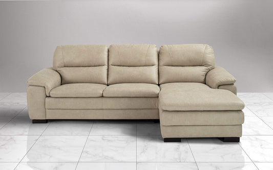 Dafne Italian Design Divano angolare 3 posti con penisola a Destra. Tessuto Manila Beige (cm. 275 x 158 x 94h)