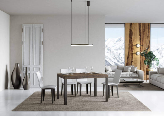 Dafne Italian Design Tavolo everyday allungabile piano Noce 90x130 telaio allungato 234 Antracite