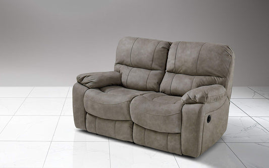 Dafne Italian Design Divano 2 posti con 2 Recliner elettrici. Similpelle Effetto Nabuk Elephant (cm. 169 x 105 x 105h)