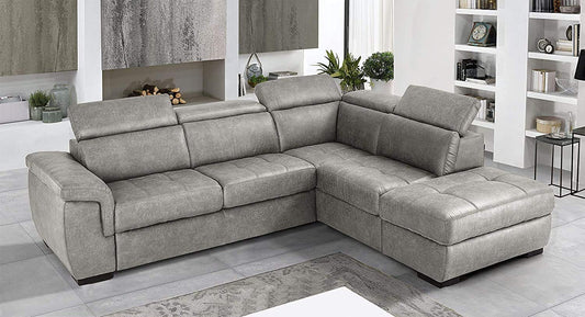 Dafne Italian Design Divano Letto angolare 3 posti con penisola a Destra. Tessuto Tay Tay Light Grey (cm. 282 x 242 x 96h)