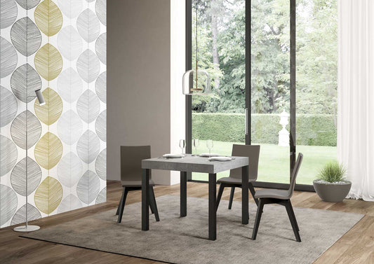 Dafne Italian Design Tavolo everyday allungabile piano Cemento 90x90 allungato 246 telaio Antracite