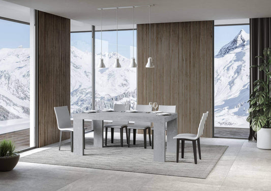 Dafne Italian Design Tavolo Roxell Allungabile Cemento 90x180 allungato 440 telaio Antracite
