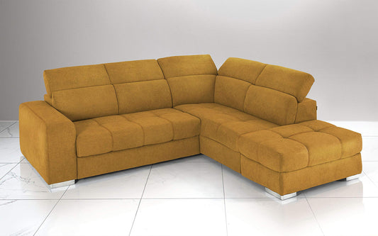 Dafne Italian Design Divano Letto angolare 3 posti con penisola a Destra. Tessuto Romeo ruggine (cm. 266 x 230 x 94h)