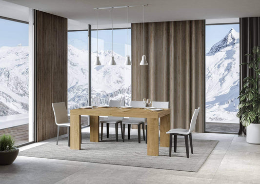 Dafne Italian Design Tavolo Roxell Allungabile Quercia Natura 90x160 allungato 420 telaio Antracite