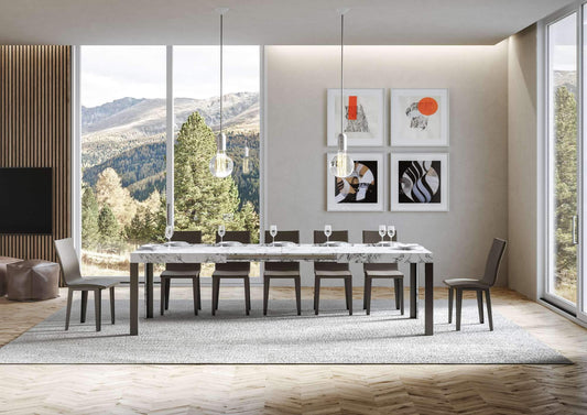 Dafne Italian Design Tavolo Linea Allungabile piano Marmo 90x160 allungato 264 telaio Antracite