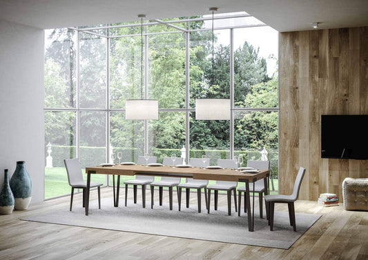 Dafne Italian Design Tavolo Rio Allungabile piano Quercia Natura 90x160 allungato 264 telaio Antracite