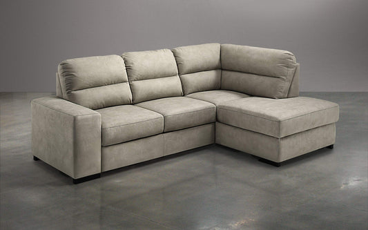 Dafne Italian Design Divano Letto angolare 3 posti con penisola a Destra. Similpelle Effetto Nabuk Light Grey (cm. 251 x 175 x 97h)