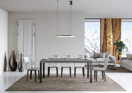 Dafne Italian Design Tavolo everyday allungabile piano Cemento 90x180 allungato 440 telaio Antracite