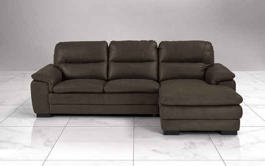 Dafne Italian Design Divano angolare 3 posti con penisola a Destra. Tessuto Manila Grigio Scuro (cm. 275 x 158 x 94h)