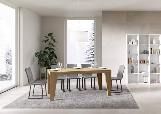 Dafne Italian Design Tavolo Naxy Allungabile Quercia Natura 90x160 allungato 420 telaio Antracite