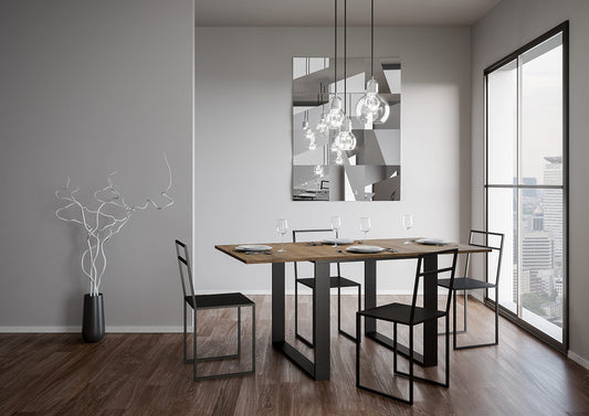 Dafne Italian Design Tavolo Tecno Libra Noce 90x90 allungato 90x180 telaio Antracite