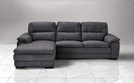Dafne Italian Design Divano angolare 3 posti con penisola a Sinistra. Tessuto Gordon Grigio (cm. 275 x 158 x 94h)