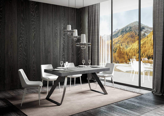Dafne Italian Design Tavolo Proxy allungabile piano Cemento 90x160 allungato 264 telaio Antracite