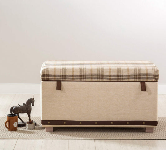 Dafne Italian Design Storage Ottoman Plaid