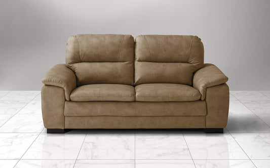 Dafne Italian Design Divano a 3 posti. Similpelle Effetto Nabuk Dark Camel (cm. 198 x 95 x 94h)