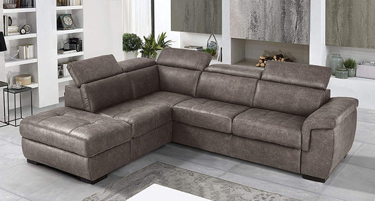 Dafne Italian Design Divano Letto angolare 3 posti con penisola a Sinistra. Tessuto Tay Tay Elephant (cm. 282 x 242 x 96h)