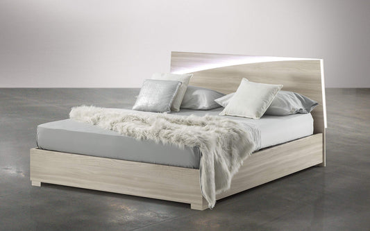Dafne Italian Design Letto matrimoniale con contenitore in legno, con luce a led, rete ortopedica a doghe - 169 x 203 x 94h.