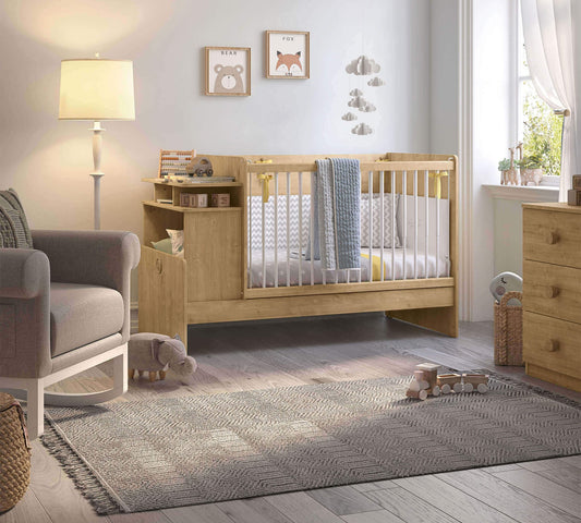 Dafne Italian Design Lettino Trasformabile Moka Baby con Tavolo E Maniglione Telescopico (70x115-70x140 Cm)