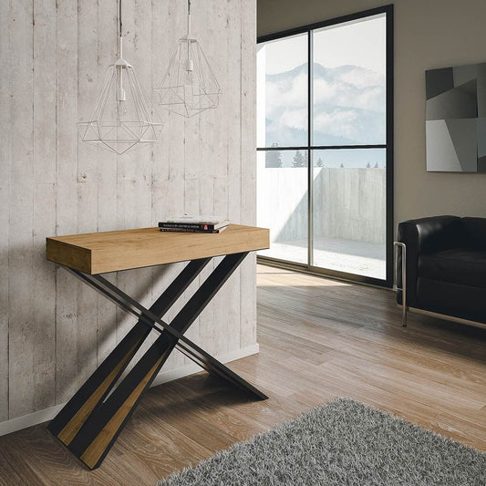 Dafne Italian Design Consolle allungabile Diago Small Quercia Natura Telaio Antracite