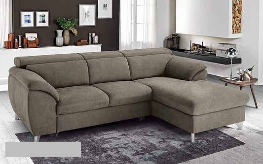 Dafnedesign.com - Divano letto matrioniale angolare 3 posti letto con penisola a destra - colore: camoscio - materiale: tessuto - cm. 269 x 175 x 94h