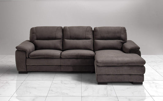 Dafne Italian Design Divano angolare 3 posti con penisola a Destra. Tessuto Gordon Mocca (cm. 275 x 158 x 94h)