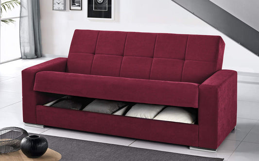 Dafne Italian Design Divano Letto 3 posti. Tessuto lam Bordeaux (cm. 230 x 93 x 97h)
