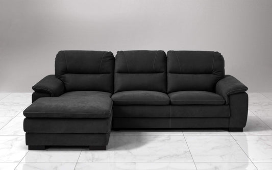 Dafne Italian Design Divano angolare 3 posti con penisola a Sinistra. Tessuto Soft Nero (cm. 275 x 158 x 94h)