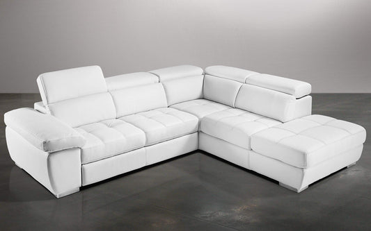 Dafne Italian Design Divano Letto angolare 3 posti con penisola a Destra. Similpelle Bianco (cm. 285 x 245 x 97h)