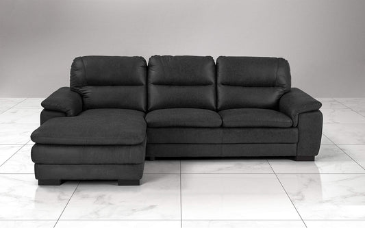 Dafne Italian Design Divano angolare 3 posti con penisola a Sinistra. Tessuto Manila Nero (cm. 275 x 158 x 94h)