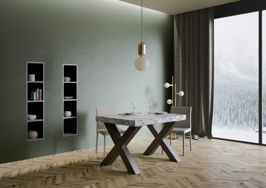 Dafne Italian Design Tavolo Traffic Evolution piano Marmo 90x120 allungato 380 telaio Antracite