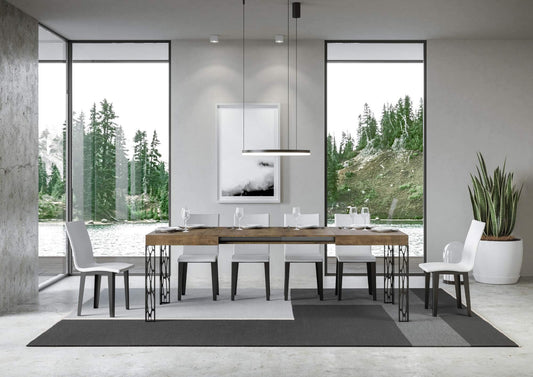 Dafne Italian Design Tavolo Ghibli Allungabile piano Noce 90x130 allungato 234 telaio Antracite