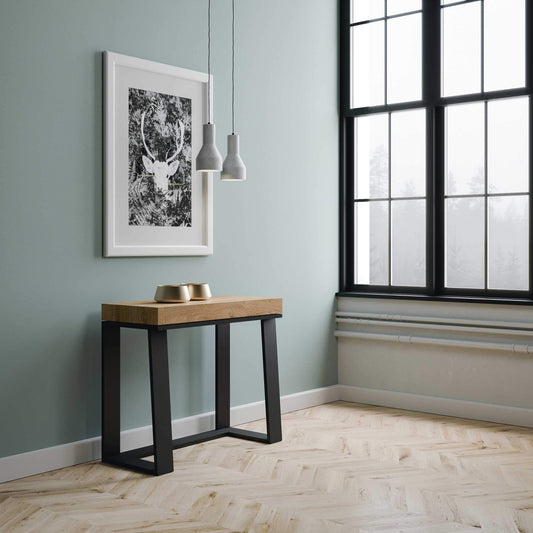 Dafne Italian Design Consolle allungabile Asia Quercia Naturale Telaio Antracite