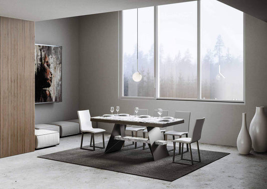 Dafne Italian Design Tavolo Baita Evolution allungabile piano Marmo 90x180 allungato 284 telaio Antracite